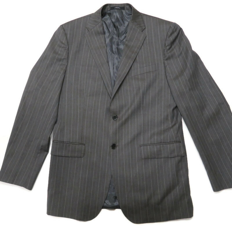 Ermenegildo Zegna 40L Gray Pinstripe Suit Jacket Wool Silk
