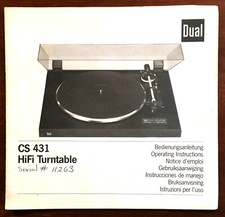 Original DUAL CS 431 Turntable Operating Inst...