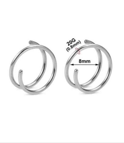 Tiny Twist Nose Rings Hoops Surgical Steel Double Spiral Nose Ring Set Of 3 - Picture 6 of 13