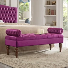 Velvet Upholstered Bench: Bedroom, Entryway & Living Room