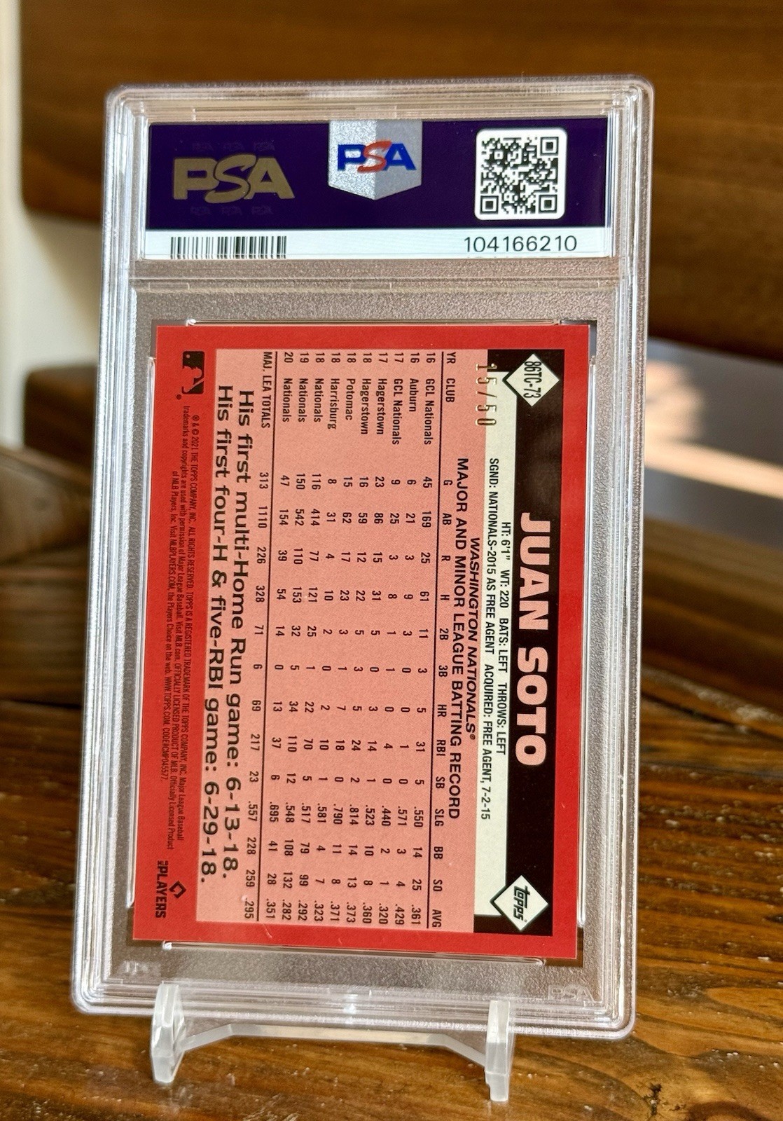 1985 Juan Soto Gold Refractor /50 Topps 2021 Topps Silver Pack PSA 9 POP 1 view 2