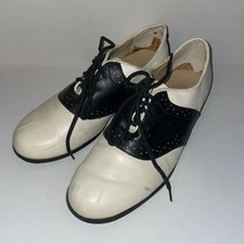 Ellie Sock Hop Lace Up round toe Oxford Saddle Heels Adult Women Shoes105/SADDLE