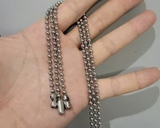 Stainless Steel Military Ball Bead Chain Dog Tag Link Pallini Necklace Keychain