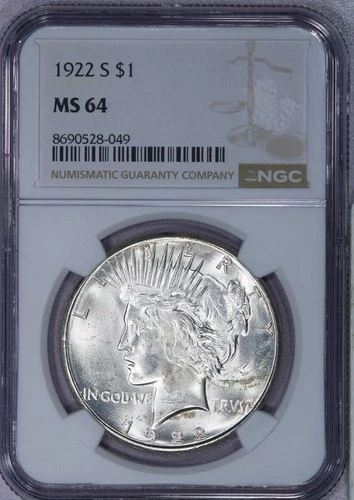 1922 S Peace Dollar $1 NGC MS64