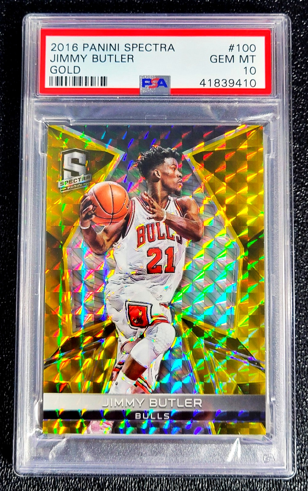 2016 PSA 10 GEM MINT JIMMY BUTLER GOLD PRIZM /10 SPECTRA S247