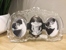 Mikasa Princess Lead Crystal Glass Frosted Triple Oval Photo Frame Germany