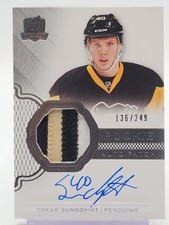 OSKAR SUNDQVIST 2016-17 UPPER DECK THE CUP ROOKIE PATCH AUTO /249 #169 Q6438