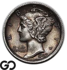 1923 Mercury Dime, Full Split Bands, Beautiful Tone Gem BU++ FSB