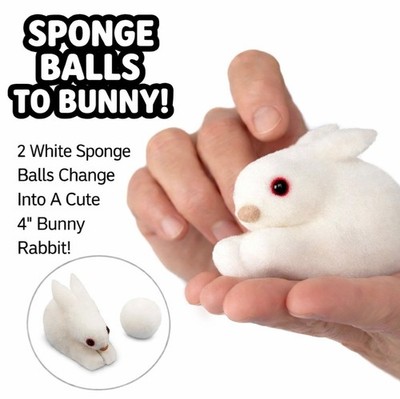 SPONGE BALLS TO BUNNY Close Up Magic Trick 2 White Foam Change Into 3D 4  Rabbit