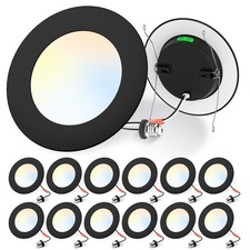 12 Pack Led Recessed Lights 5CCT 6 inch 12W Ultra-Thin Dimmable Ceiling Lamps