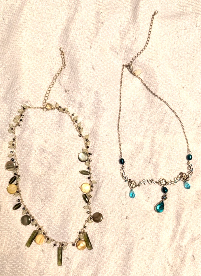 Lot of 2 Lia Sophia Choker  Necklaces Silver Tone - Image 1 of 4