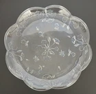 Anchor Hocking Savannah 10" Round Glass Platter Clear Floral Pattern Vintage
