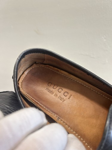 $4400 Gucci Crocodile Alligator Shoes Horse Bit Black Drivers Loafers 7 UK 8 US - Picture 9 of 13