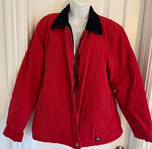 VINTAGE Dickies Men’s Insulated Lined Work Zip Jacket Red/Black Point Collar - M