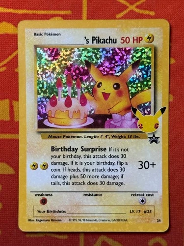 POKEMON TCG BIRTHDAY PIKACHU 24 BLACK STAR PROMO HOLO NM CELEBRATIONS