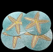 4pc Coastal Collection Ocean Beach Starfish Beaded Placemats Chargers Set New