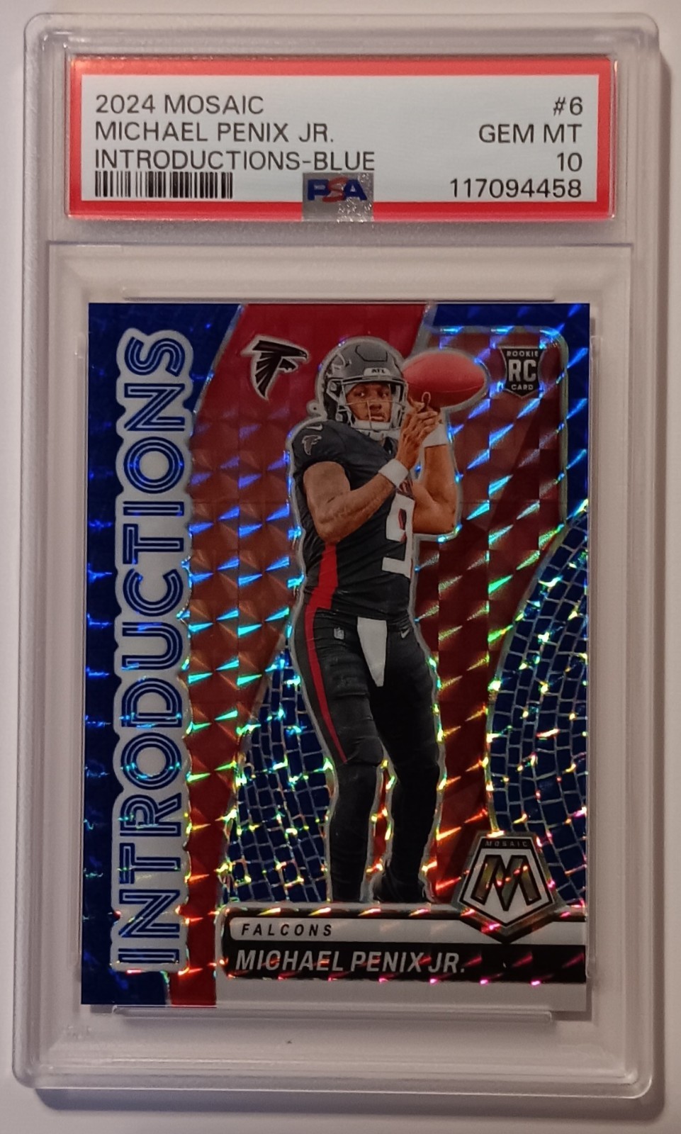 Michael Penix Jr. 2024 Mosaic Introductions-Blue #6 /99 PSA GEM MT 10