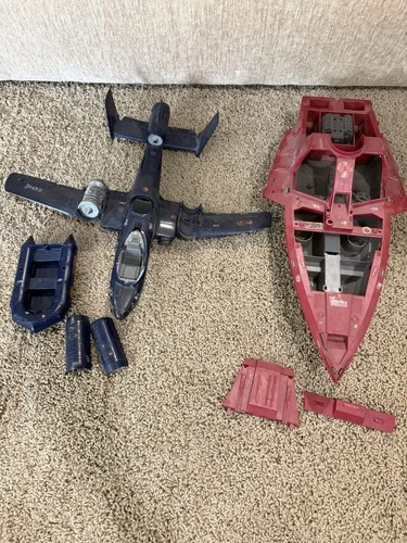 Vintage G. I. Joe 1980s Rattler airplane. Lifeboat. Cobra Moray Hydrofoil