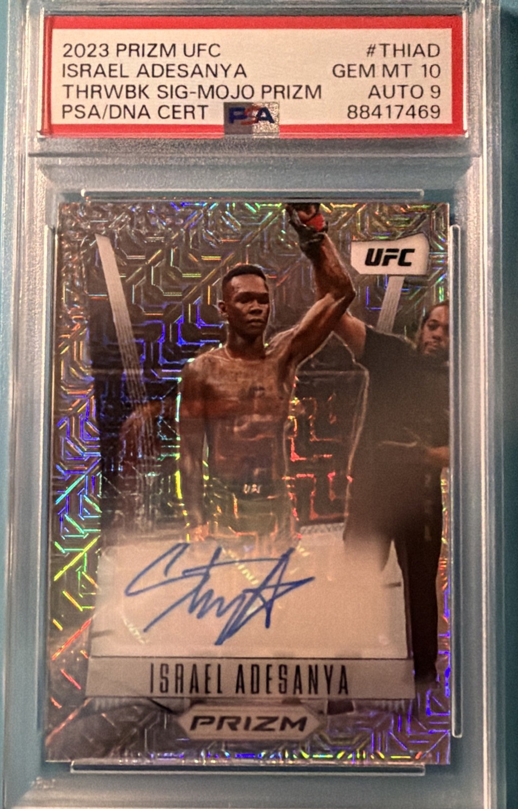 2023 Panini Prizm UFC - Throwback Signatures Israel Adesanya #TH-IAD Mojo Prizm view 2