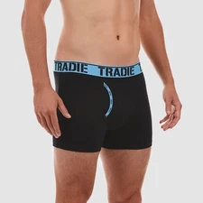 Mens Tradie 2 Pack Sizes S-2XL Cotton Boxer Shorts Trunks – Black & Blue 1SK