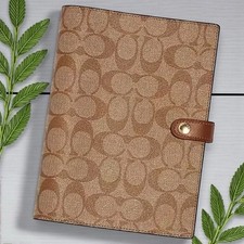 COACH Signature Canvas Notebook, Planner, Journal Khaki