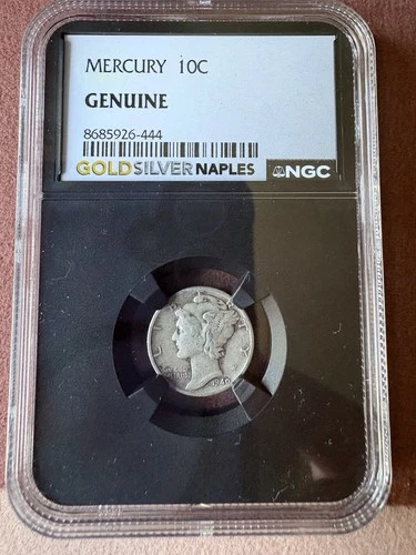 1940 Silver Mercury Dime In Slab Very Good Condition Nice Coin