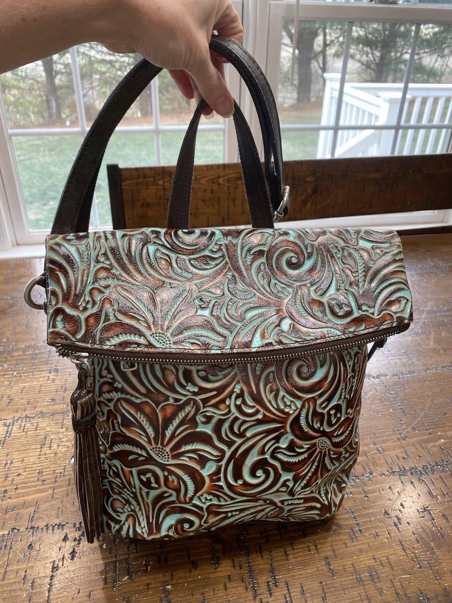 PATRICIA NASH Luzille Tooled Turquoise Leather Crossbody  display picture 1