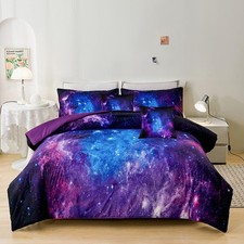 7PCS Purple Comforter Sets Queen,Girls Galaxy Comforter Queen,Girls Bed Sets ...