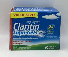 Exp 9/25 Claritin Liqui-Gels Non-Drowsy Allergy Relief Capsules 60 Ct, Exp 9/25