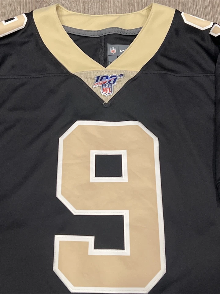 Nike Drew Brees #9 New Orleans Saints Stitched Jersey On Field Gold Size Small - Image 2 of 4
