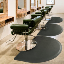 Anti-Fatigue Salon Mat 3'X5' for Hairstylists - Black Semi Circle 1/2" Thick