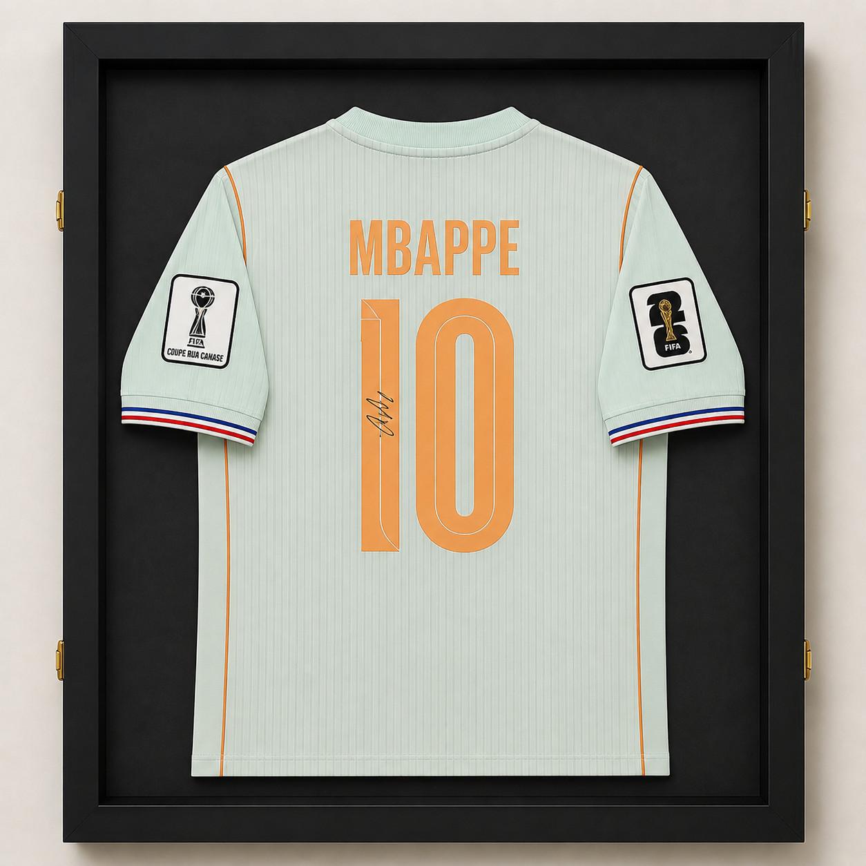 FRAMED SIGNED Kylian Mbappe France Away Soccer Jersey #10 (READ)