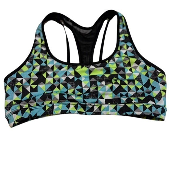Marika Tek Womens Medium Geometric Triangle Print Mesh Racerback Sports Bra