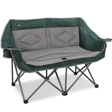 Folding Loveseat Camping Chair Portable Double Duo Full Padded Garden Chair f...