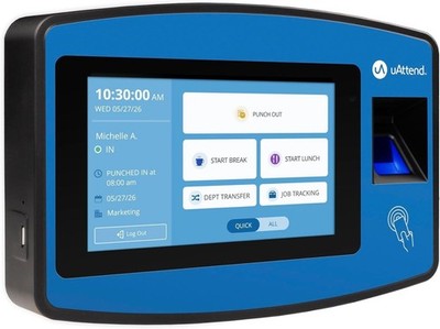 uAttend JR2500 Biometric Fingerprint, RFID, PIN Time Clock for Small Business