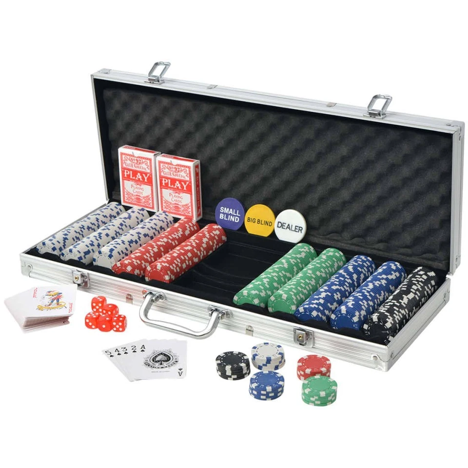 Poker Chips Set with Aluminum Case Decks of Cards Casino Blackjack Texas Holdem - Image 2 of 4