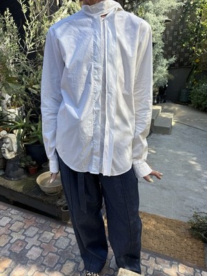 MSGM White Cotton Tie Neck Blouse Oversized Button Up Shirt