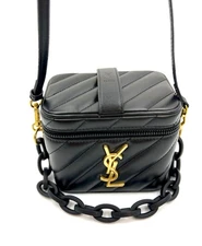 YSL Yves Saint Laurent  Makeup  Converted Crossbody Bag Purse with Strip ~ Black