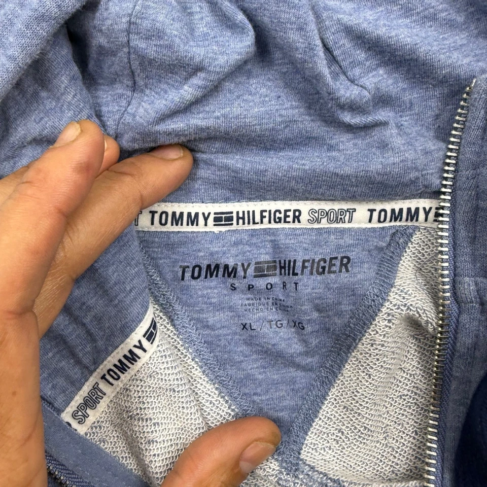 Tommy Hilfiger Mujer Cremallera Completa Sudadera con Capucha Talla XL Azul Rojo Blanco Algodón Estampado Grande Foto 3 de 4