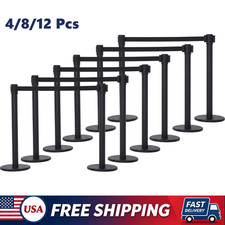 4/8/12Pcs 6.5 FT Retractable Belt Stanchions Steel Base Crowd Control Barriers