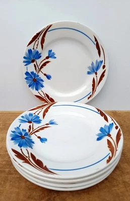 Série De 6 Assiettes à Dessert Anciennes Digoin Sarreguemines - Décor Maulde, Art Déco
