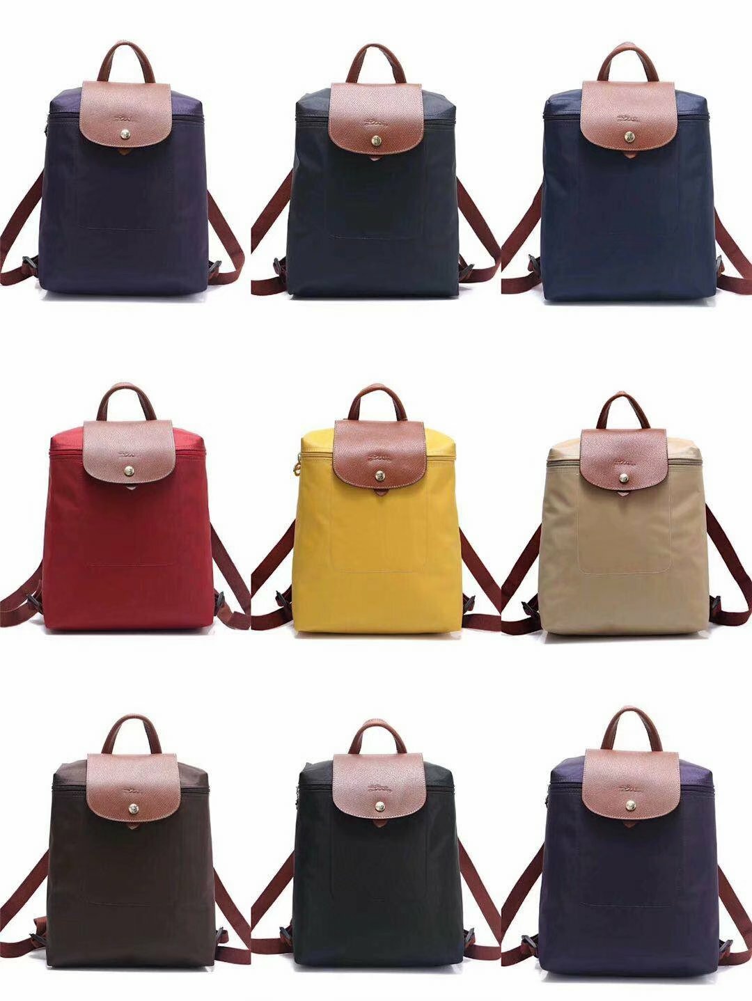 New Authent Longchamp Le Pliage Nylon Backpack 10 Colors Available L
