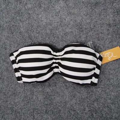 NEW KONA SOL WOMEN BIKINI TOP XS (0-2)  Black White Pads Summer Vacation Beach