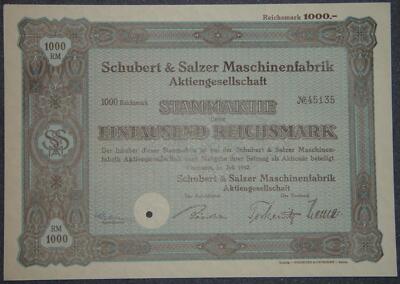 50 Stück Schubert & Salzer Maschinenfabrik Aktiengesellschaft 1942 1000 RM