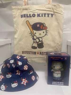 MLB Houston Astros Hello Kitty 50th Anniversary Tote Bag, Figure & Hat (New)
