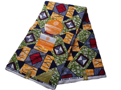 6 Yards / 5,48 Meter garantiert afrikanischer Stoff mit Wachsdruck und Design - Bild 1 von 7