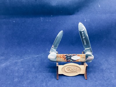 1990 Case W.O.W. Canoe Knife Jigged Brown Bone Handles Mint In Box-SN#:030 - #37