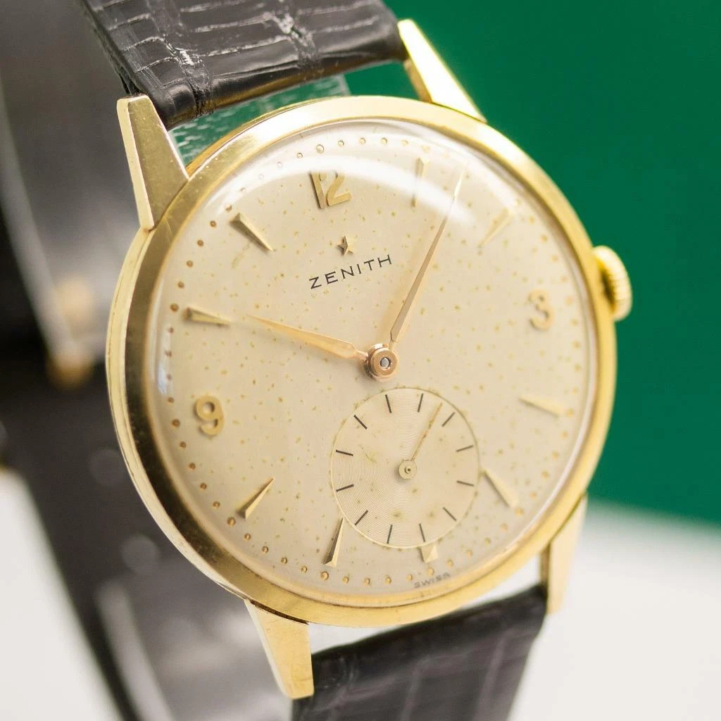 1960 s VINTAGE ZENITH 18K YELLOW GOLD MANUAL WIND MEN S WATCH eBay