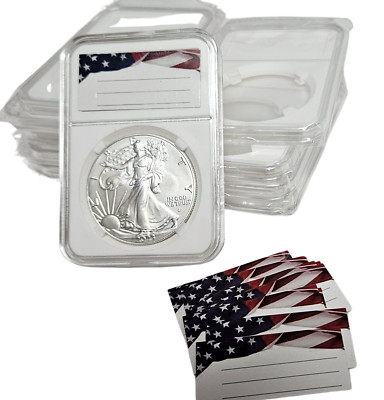 10-Pack 40mm Coin Slab Display Holder for American Silver Eagles Includes Labels