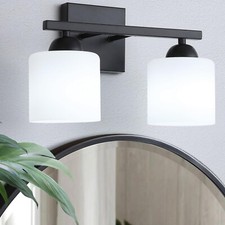 2-Light Matte Black Vanity Light, Modern Bathroom Light Fixtures Over Mirror,...